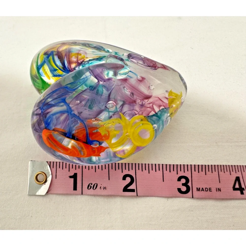 Donna Gordon Studio Art Glass Standing Heart Paperweight Multicolor NodRog